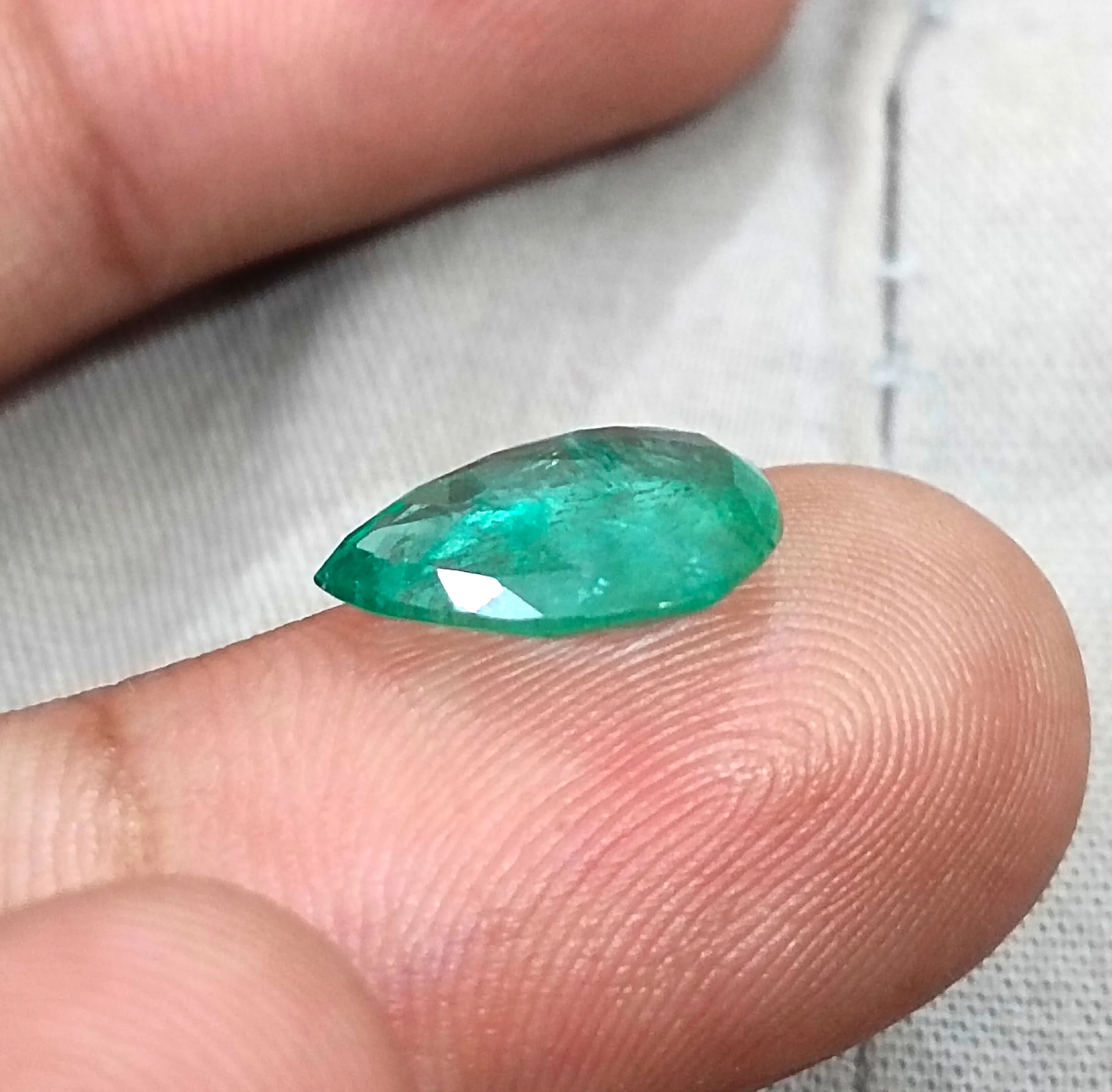 2.44ct Pear cut medium green natural emerald SGL certified stone
