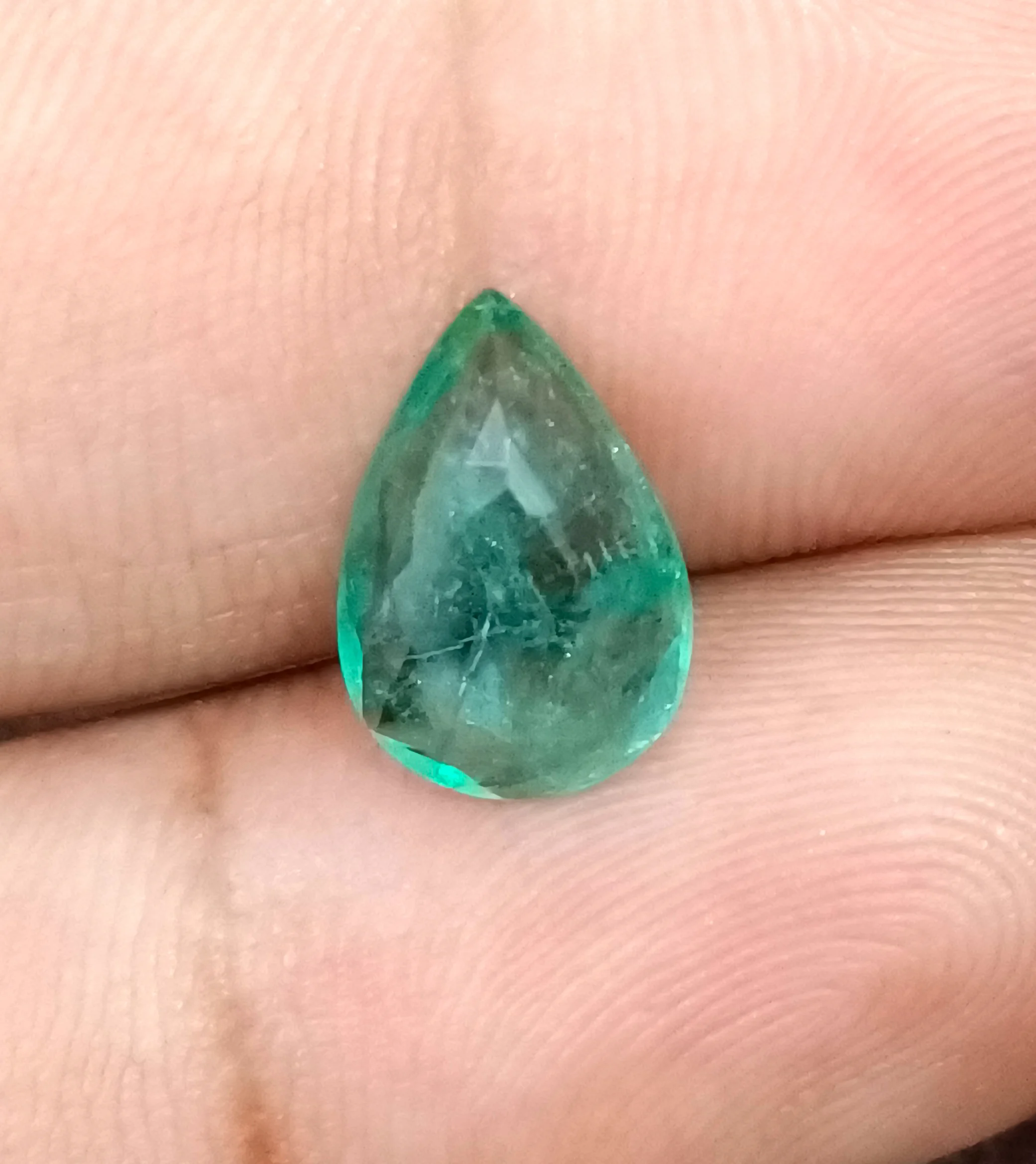 2.44ct Pear cut medium green natural emerald SGL certified stone