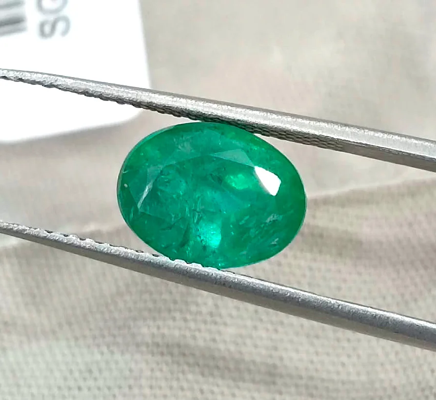 2.31ct Deep glass green emerald Zambia SGL certified stone