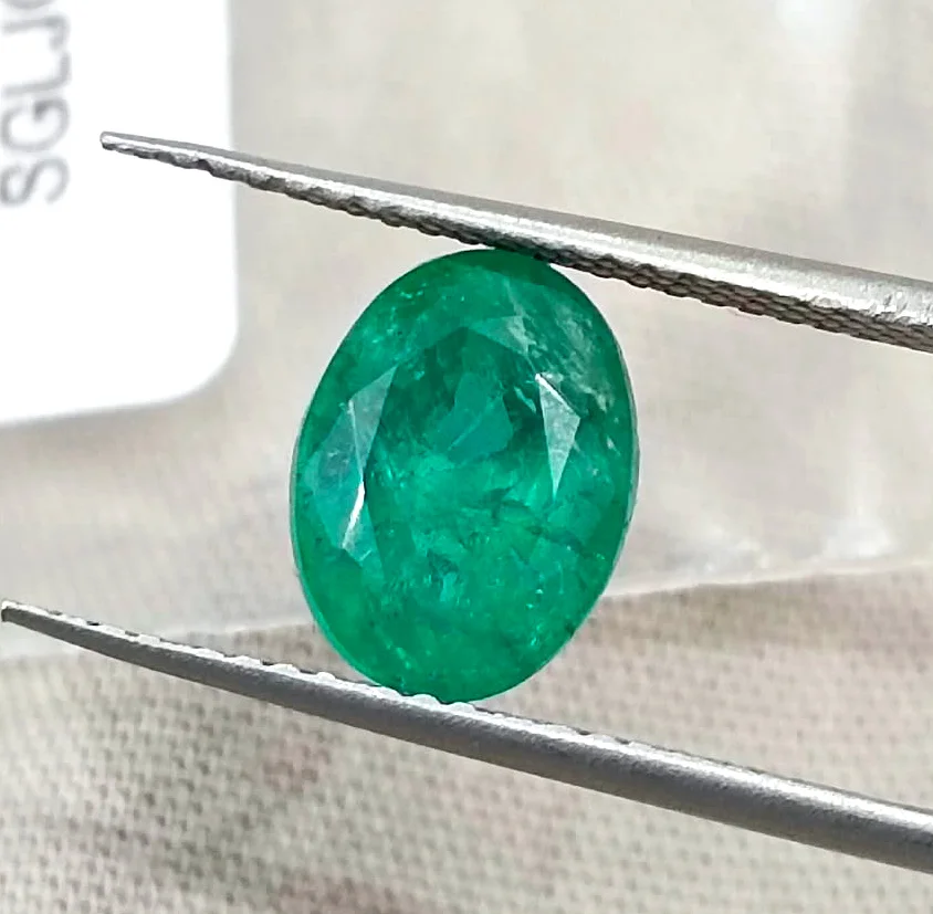 2.31ct Deep glass green emerald Zambia SGL certified stone